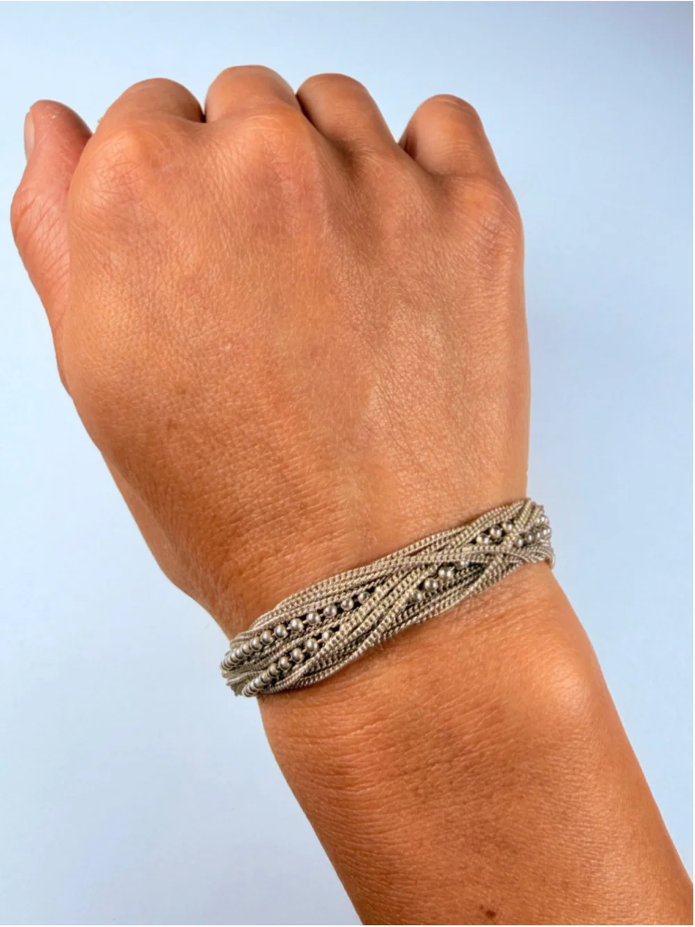 Designer Gimet 17 Multi Chain Strand 925 Sterling Silver Torsade Bracelet Italy